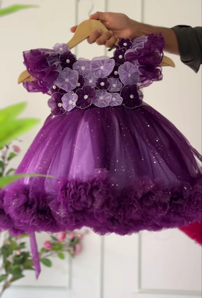 Beautiful Grand Birthday Dress | Royal Partywear Dress | Premium Flower Dress