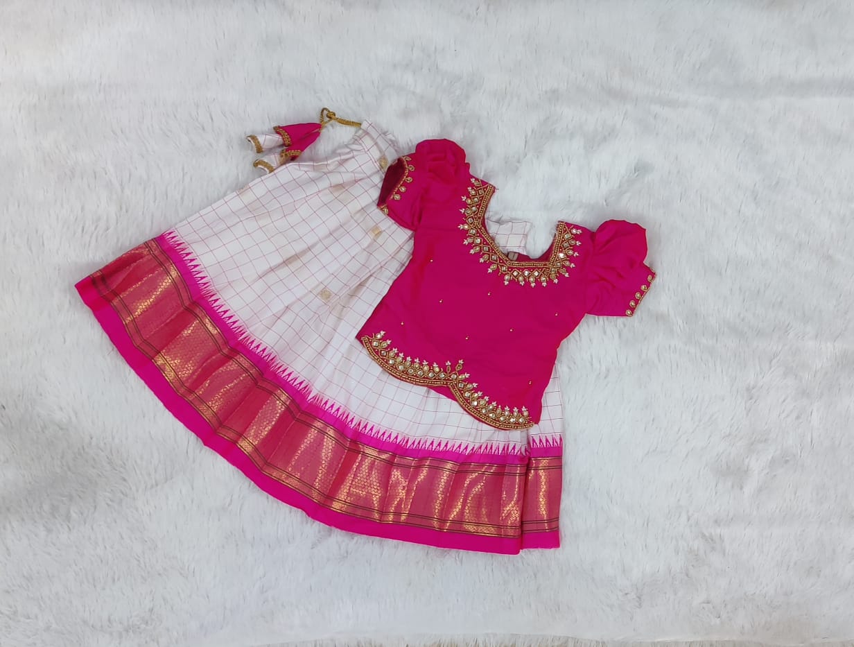 Semi silk pavadai sattai | Traditional Pattu set