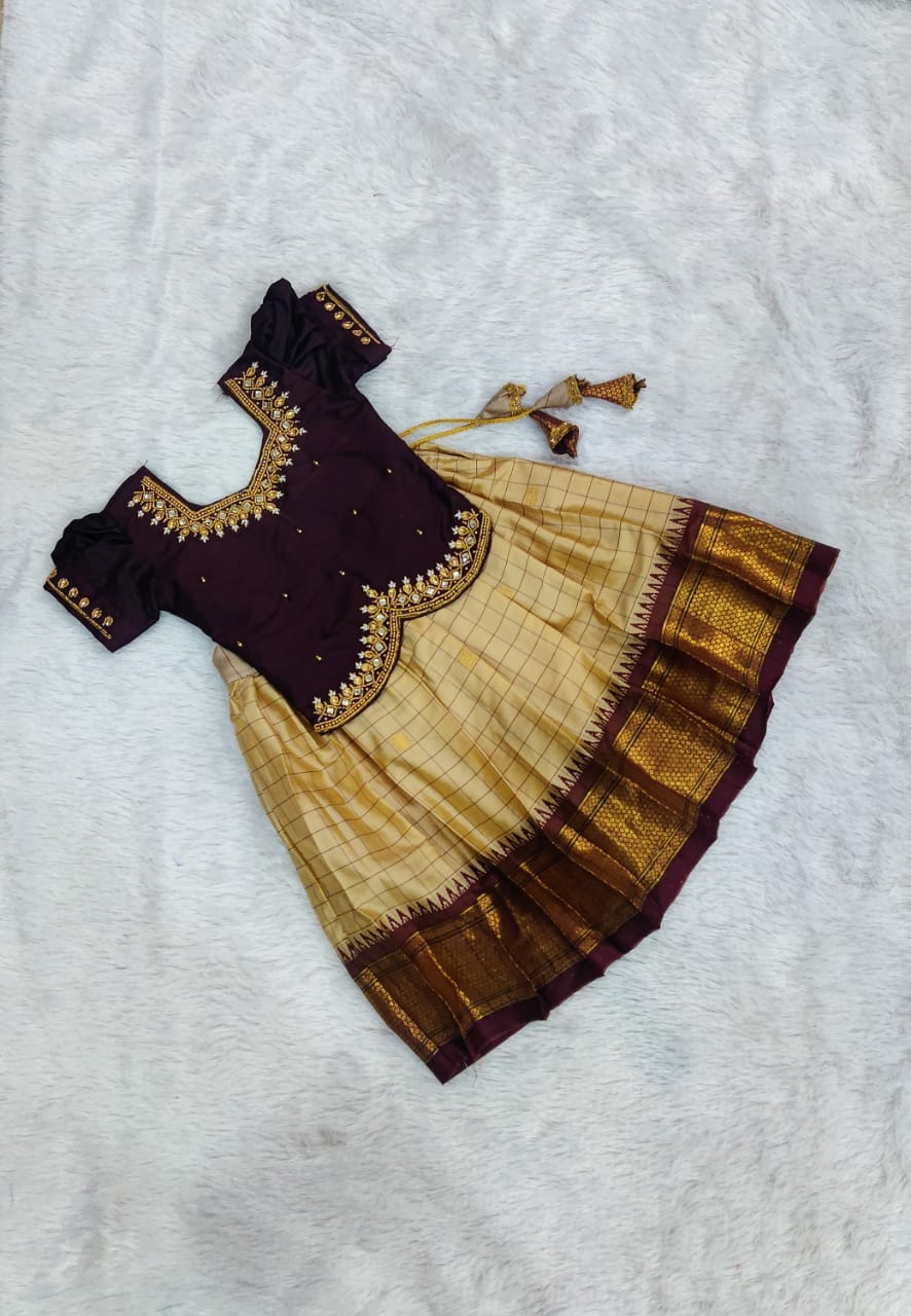 Semi silk pavadai sattai | Traditional Pattu set