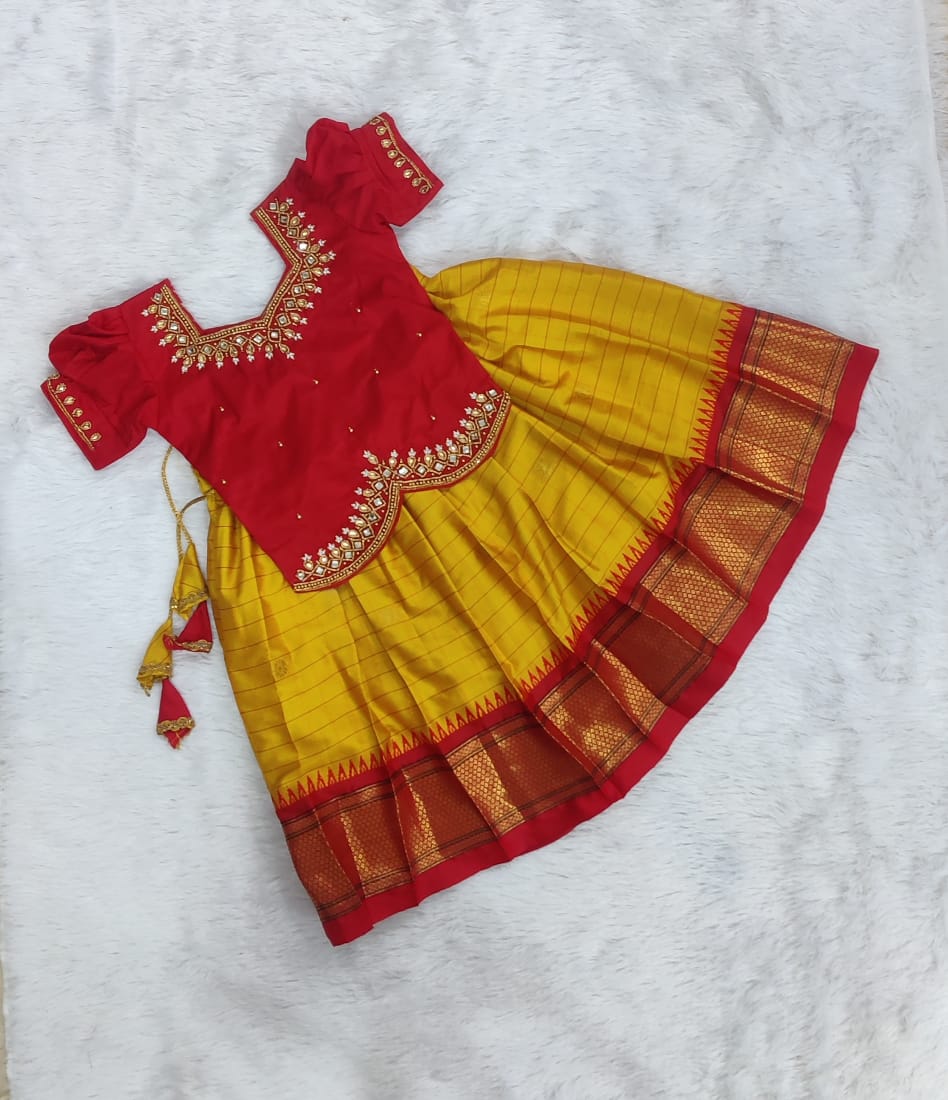 Semi silk pavadai sattai | Traditional Pattu set