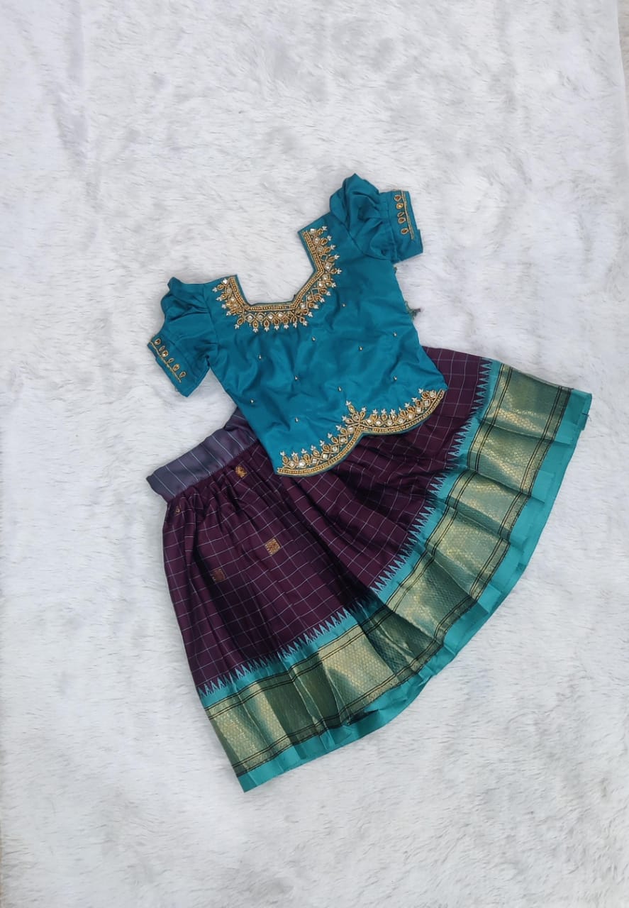 Semi silk pavadai sattai | Traditional Pattu set