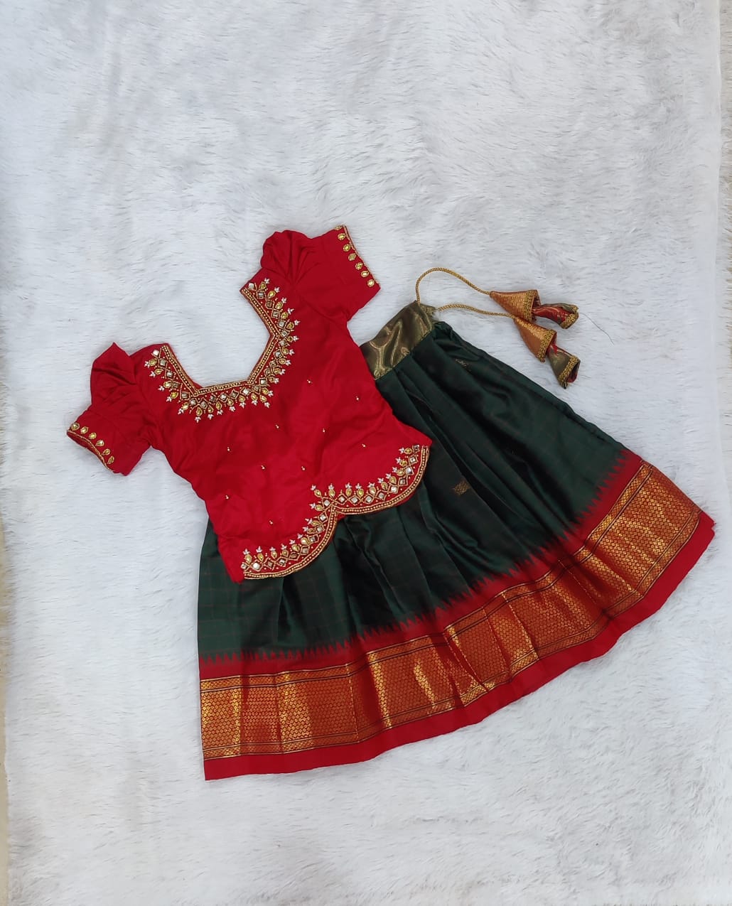 Semi silk pavadai sattai | Traditional Pattu set