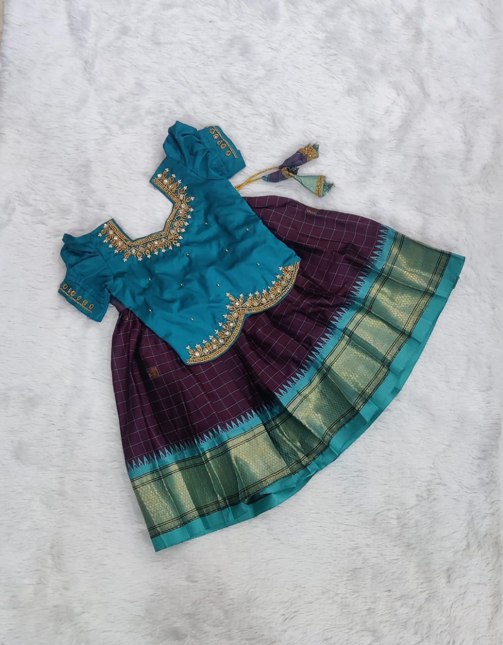 Semi silk pavadai sattai | Traditional Pattu set
