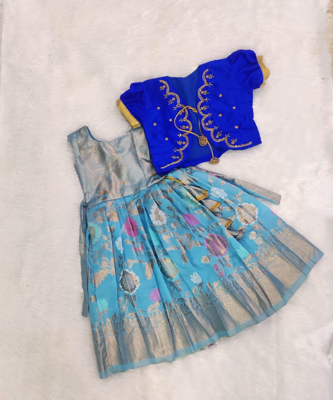 Elegant Raw Silk & Aari Embroidery Coat Frock β Perfect for Special Occasions β¨π | Pattu Dress | Pattu Pavadai Set