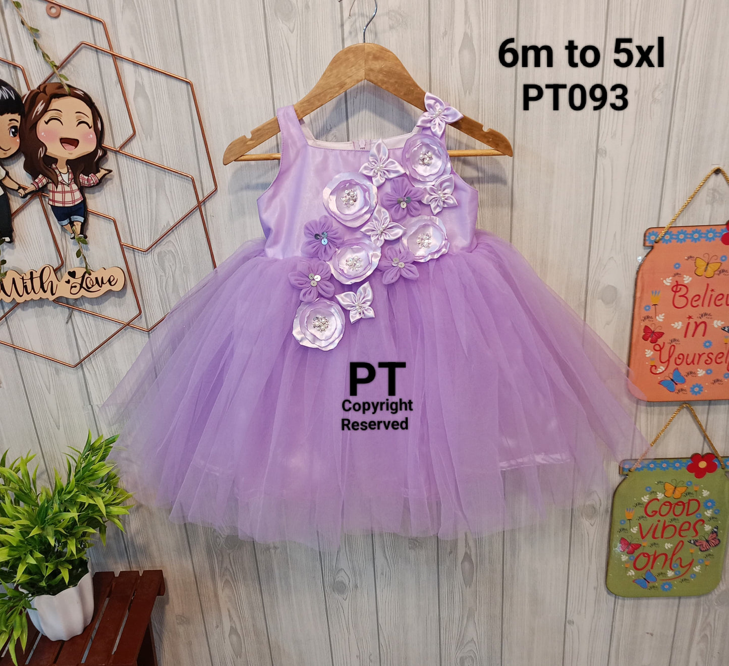 Flower Embellished Beautiful Dress | Cute Partywear Dress | Adorable Birthday Dress