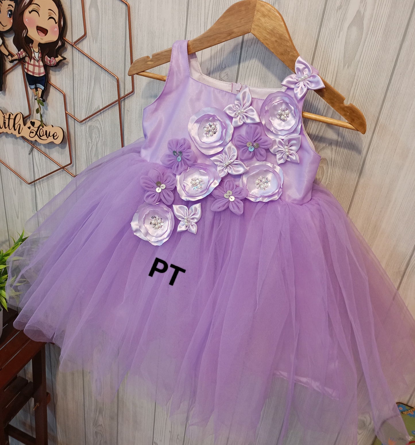 Flower Embellished Beautiful Dress | Cute Partywear Dress | Adorable Birthday Dress