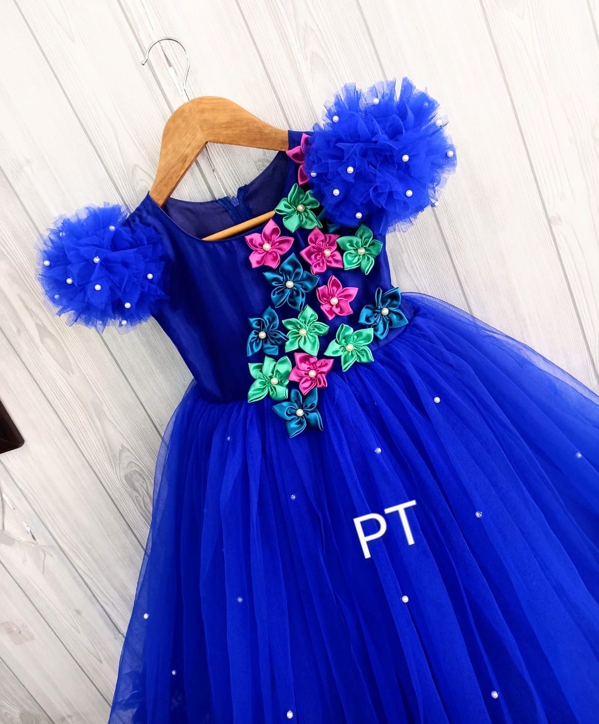 Flower Embellished Dress | Beautiful Flower and Pearl Dress | Birthday and Partywear Dress