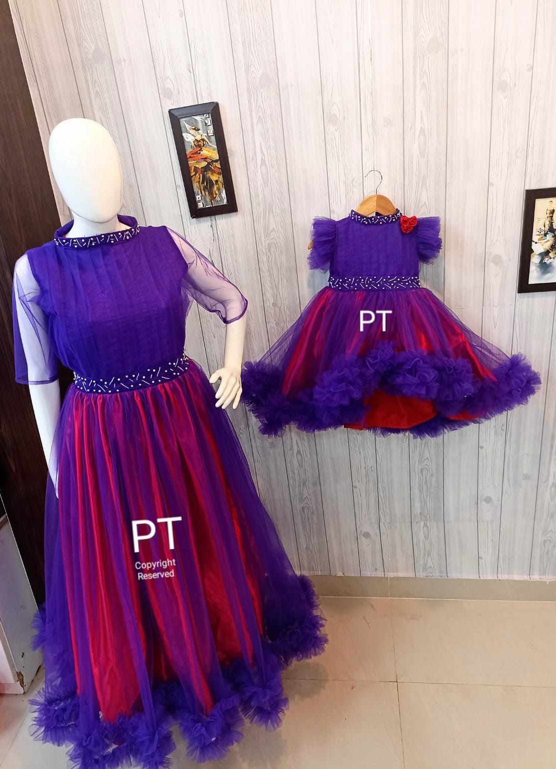 High Low Style Kid Dress | Double Shade Ruffle Design | Mom Daughter Combo | Superhit Birthday Dress