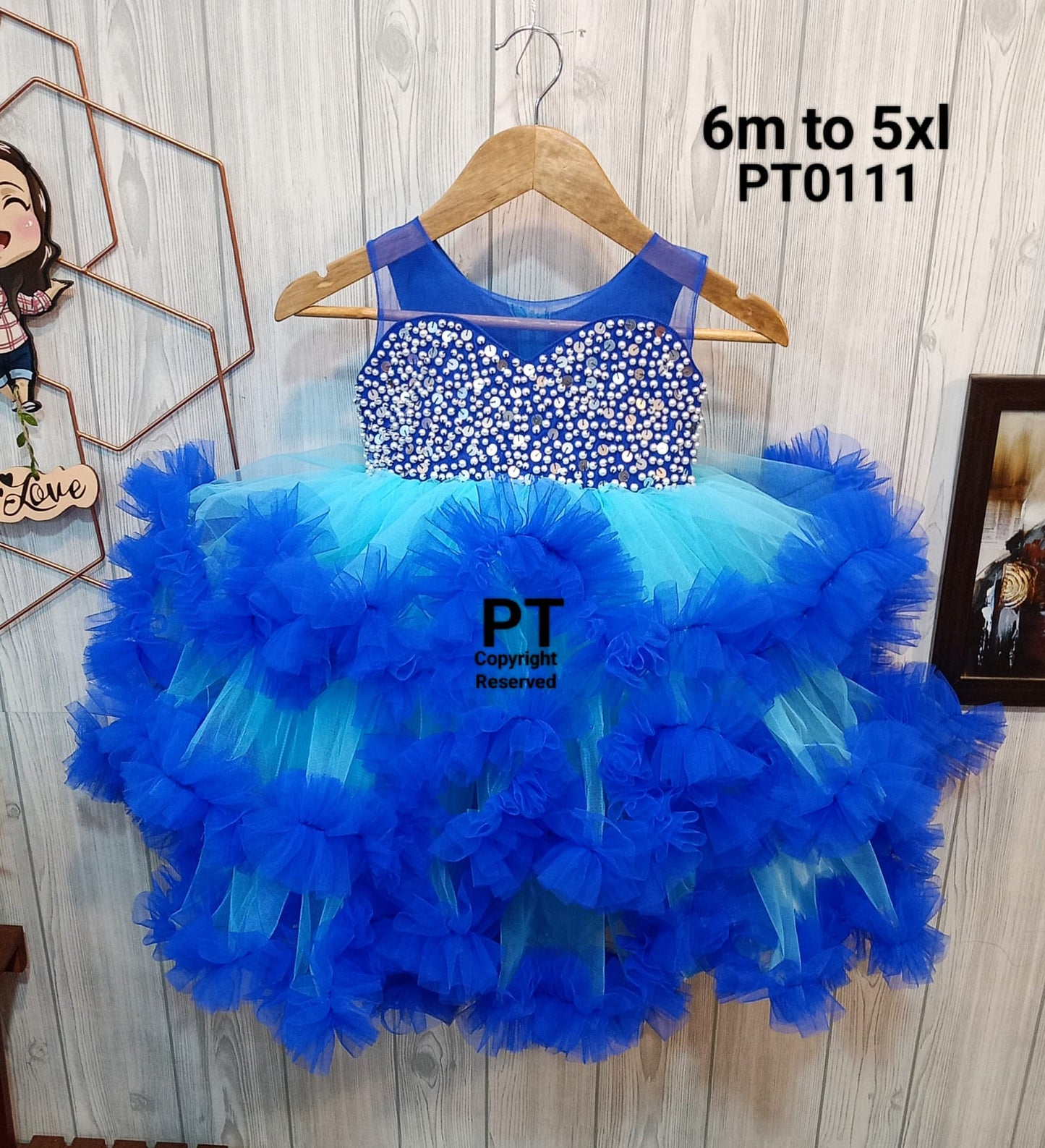 Beautiful Heavy Cloud Ruffle Party Dress | mother daughter combo | Birthday Dress for girls | Stunning Partywear Twining dress