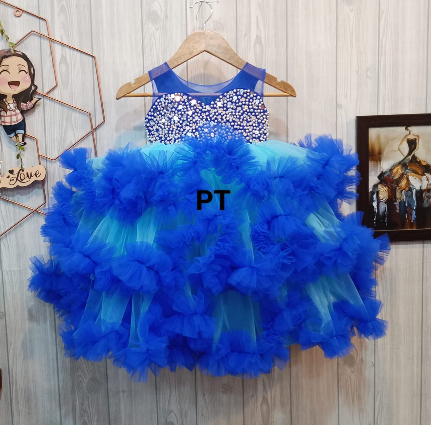 Beautiful Heavy Cloud Ruffle Party Dress | mother daughter combo | Birthday Dress for girls | Stunning Partywear Twining dress
