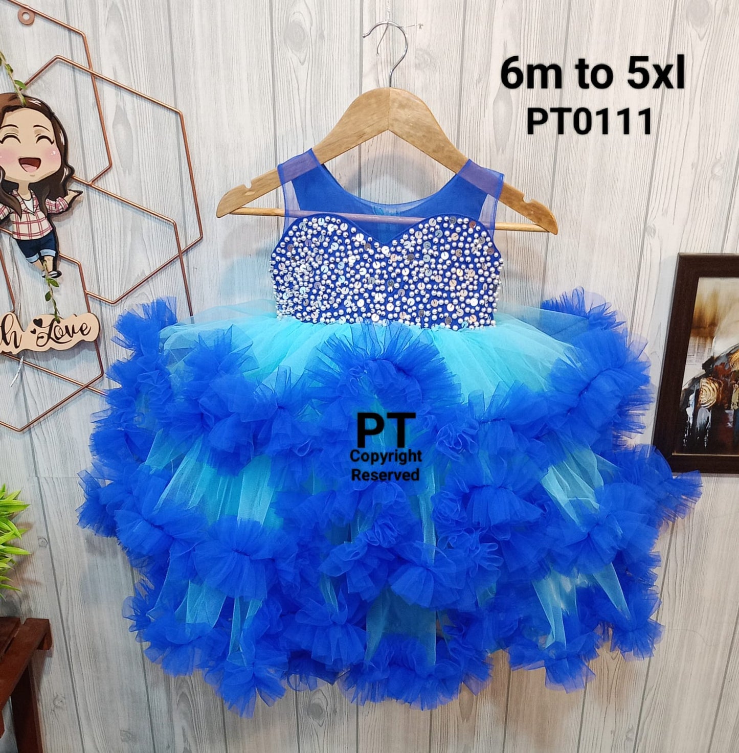Beautiful Heavy Cloud Ruffle Party Dress | mother daughter combo | Birthday Dress for girls | Stunning Partywear Twining dress