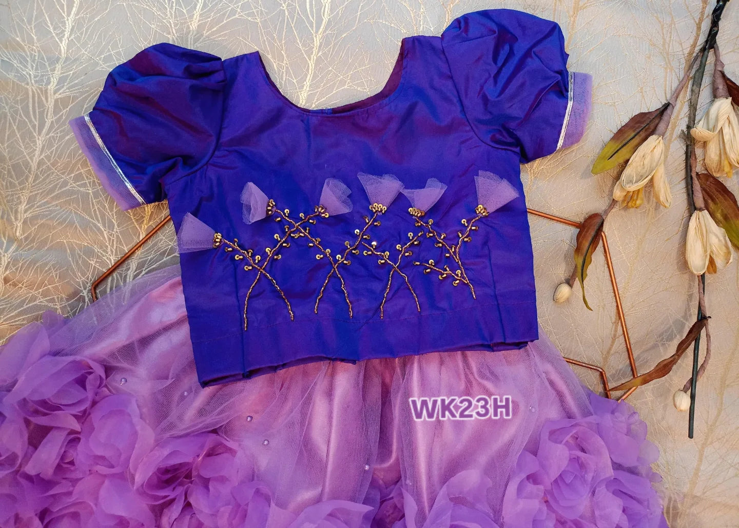 Flower Emboss Stylish Lehnga and Handwork Choli