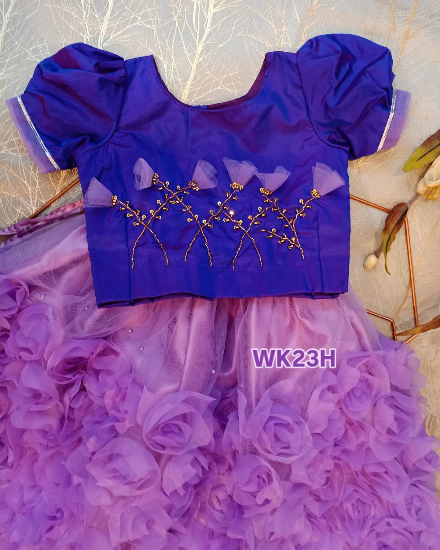 Flower Emboss Stylish Lehnga and Handwork Choli
