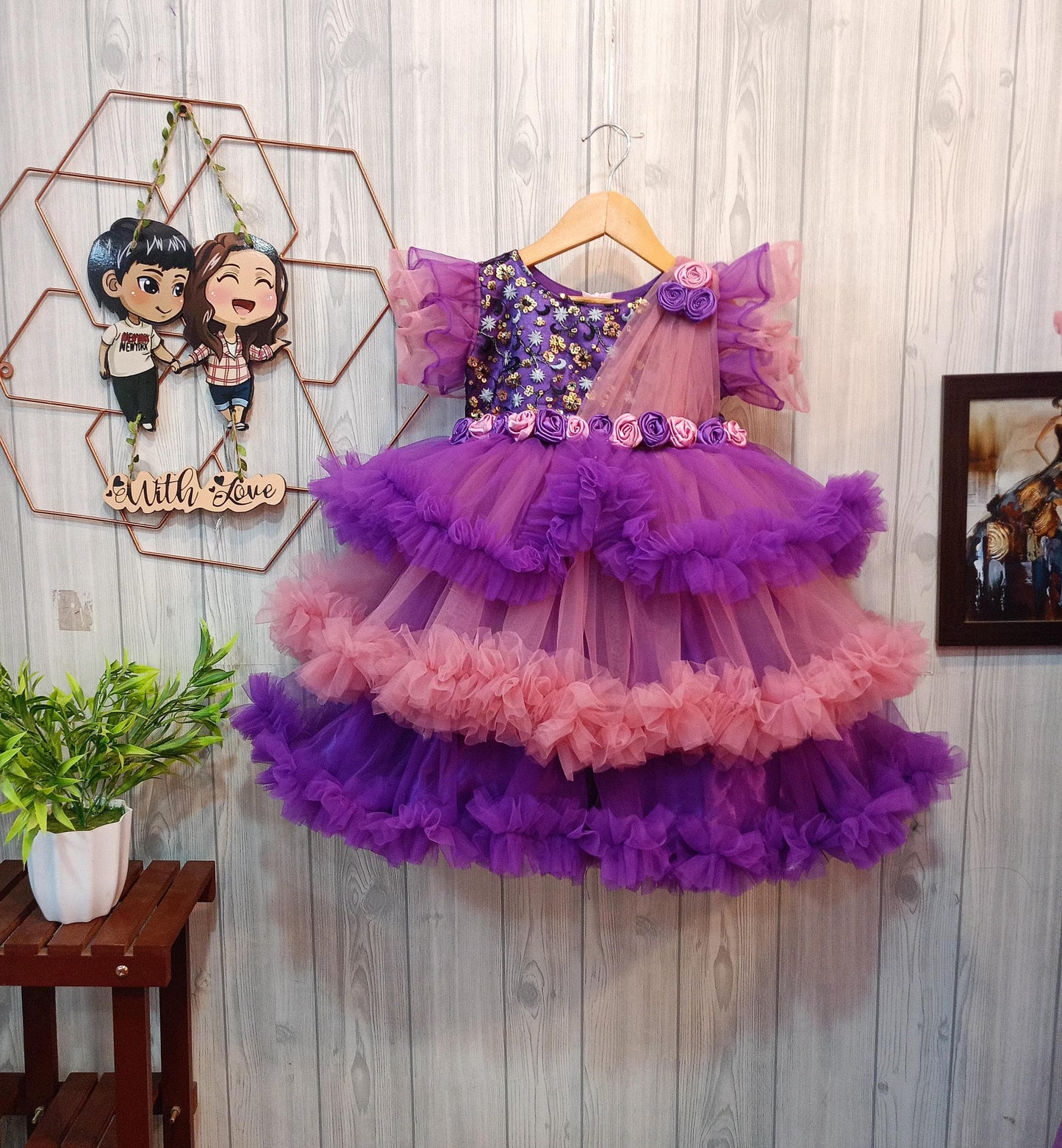 ☁️ Cloud Ruffle Design Birthday Dress for Girls – A Dreamy Celebration Look! 🎉✨
