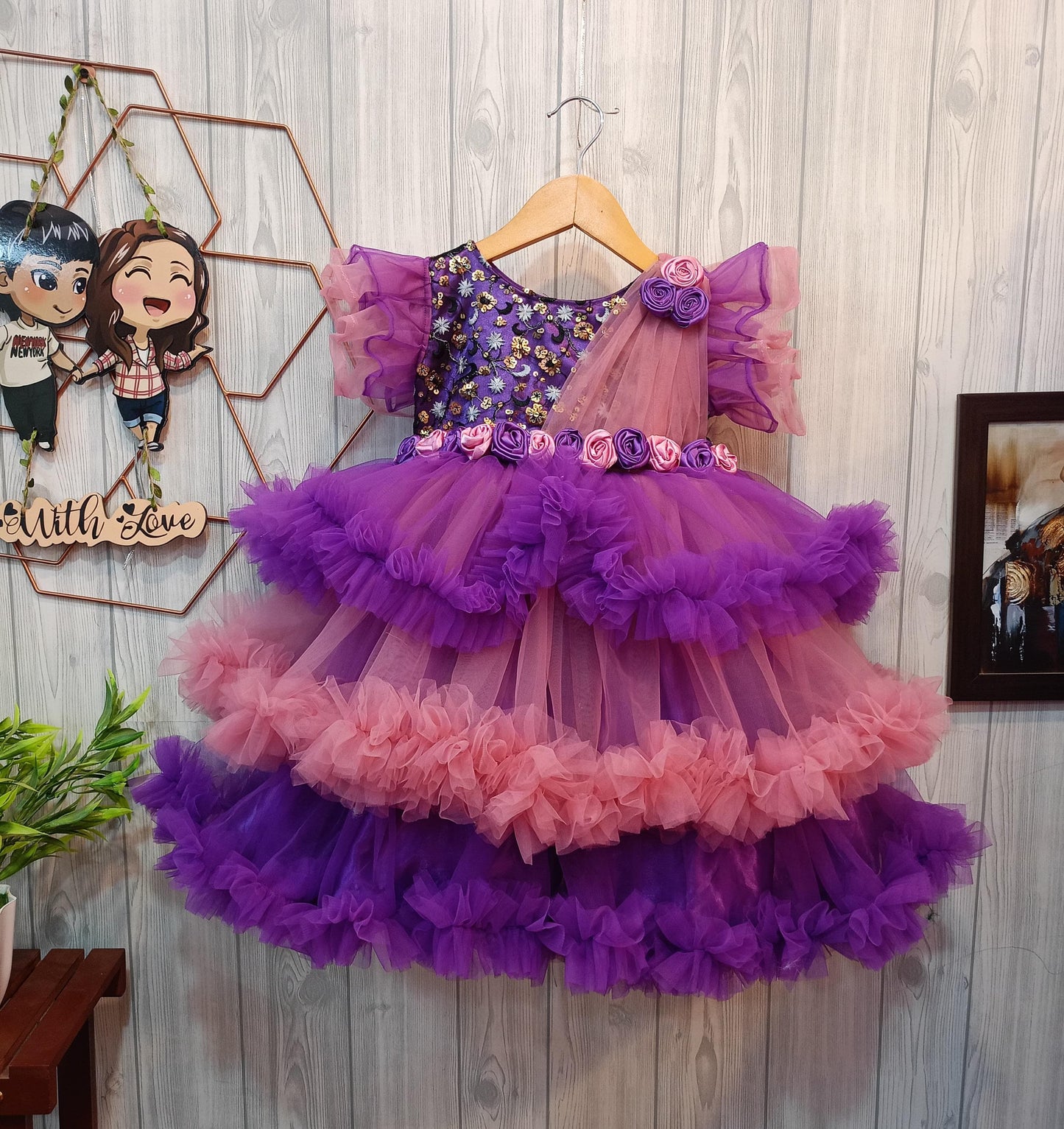 ☁️ Cloud Ruffle Design Birthday Dress for Girls – A Dreamy Celebration Look! 🎉✨
