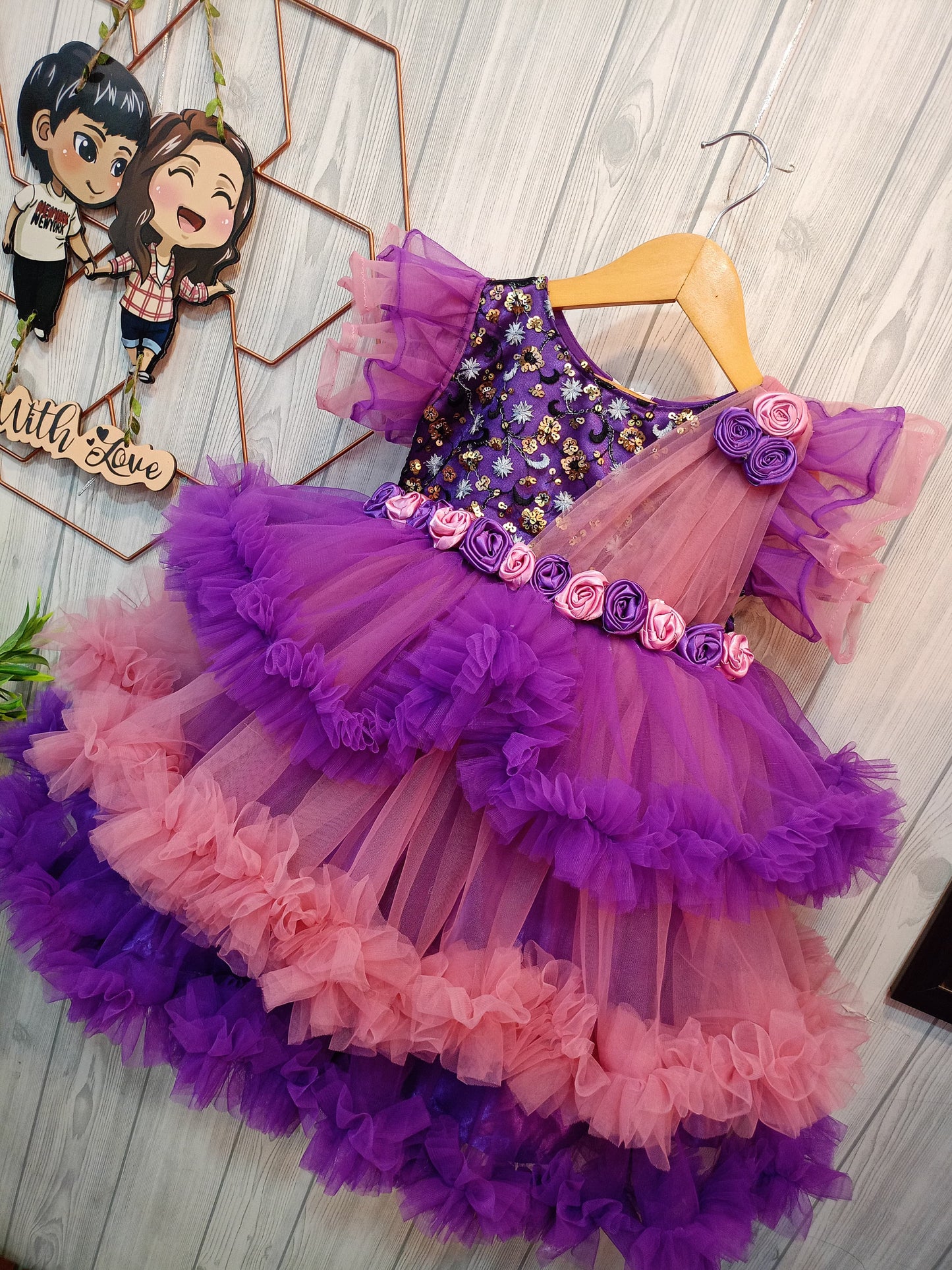 ☁️ Cloud Ruffle Design Birthday Dress for Girls – A Dreamy Celebration Look! 🎉✨