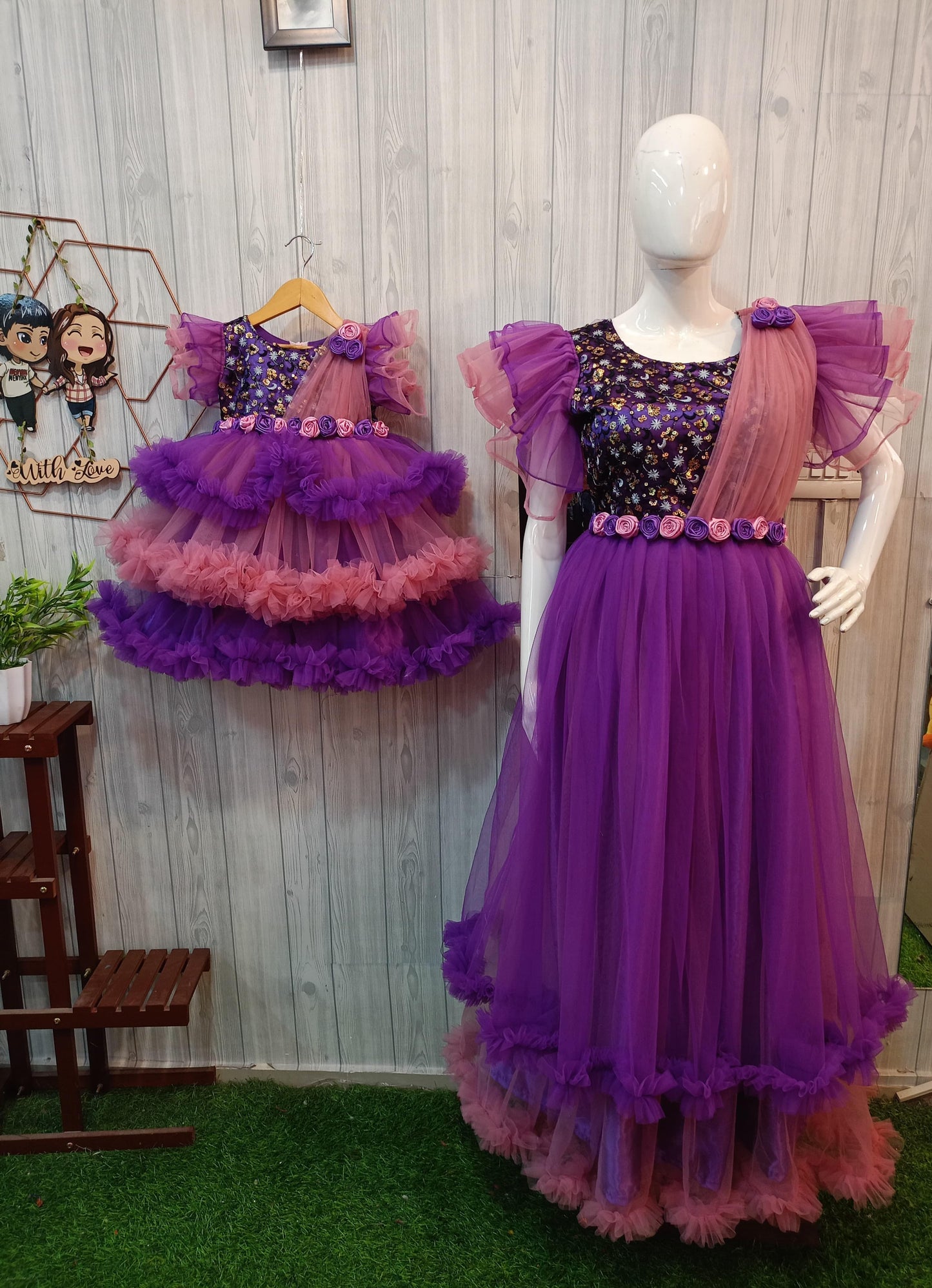 ☁️ Mother-Daughter Cloud Ruffle Dress Combo – A Dreamy Duo for Magical Celebrations! 💫👩👧