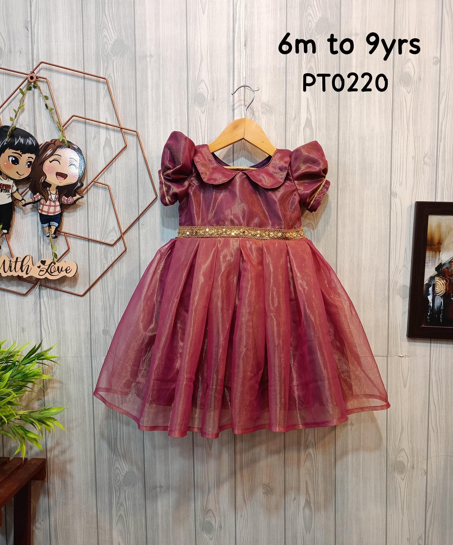 Kids Tissue Chinese Collar Frock