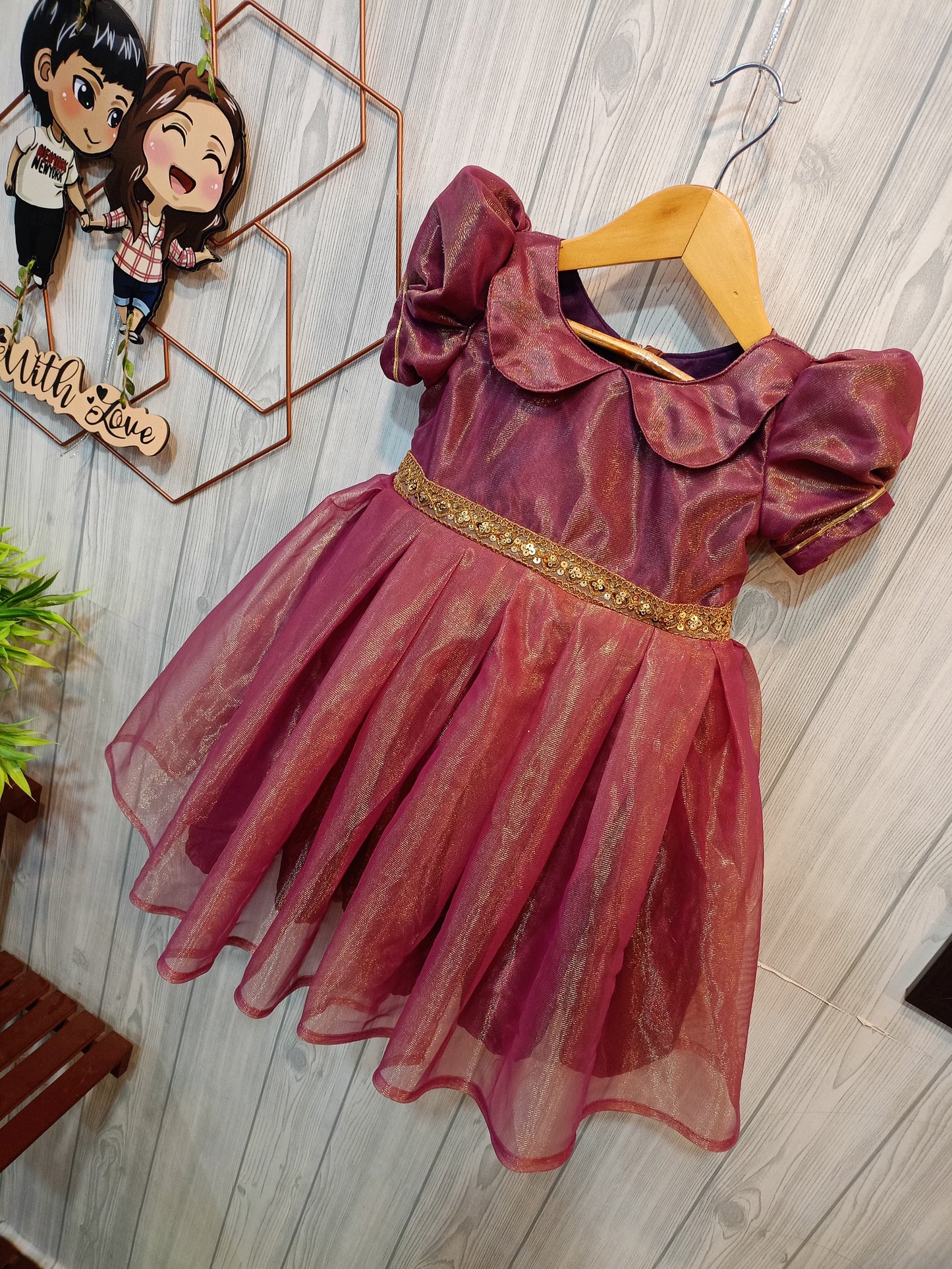 Kids Tissue Chinese Collar Frock