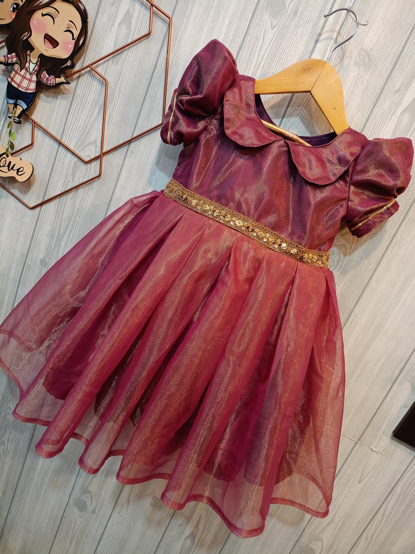 Kids Tissue Chinese Collar Frock