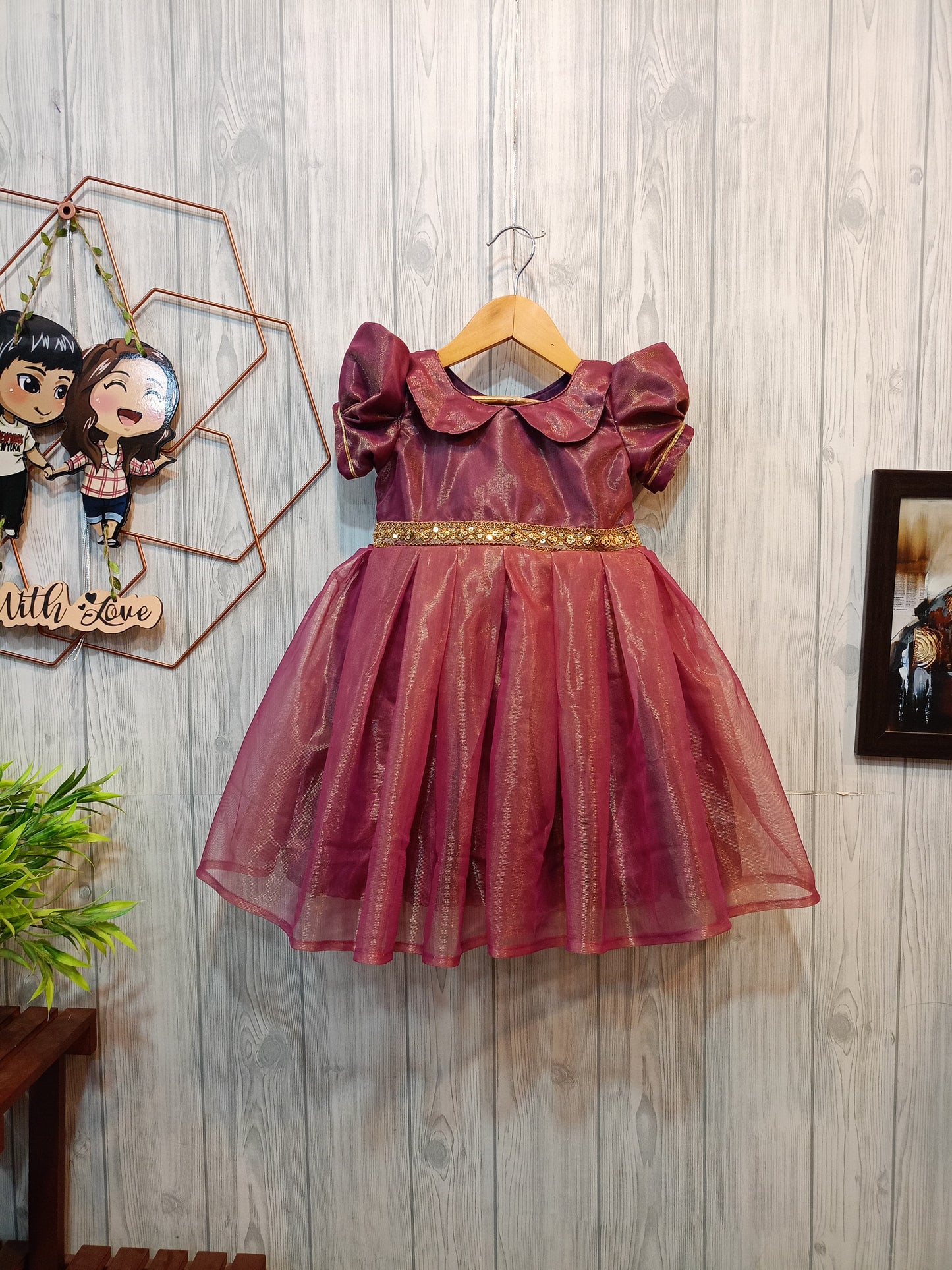 Kids Tissue Chinese Collar Frock