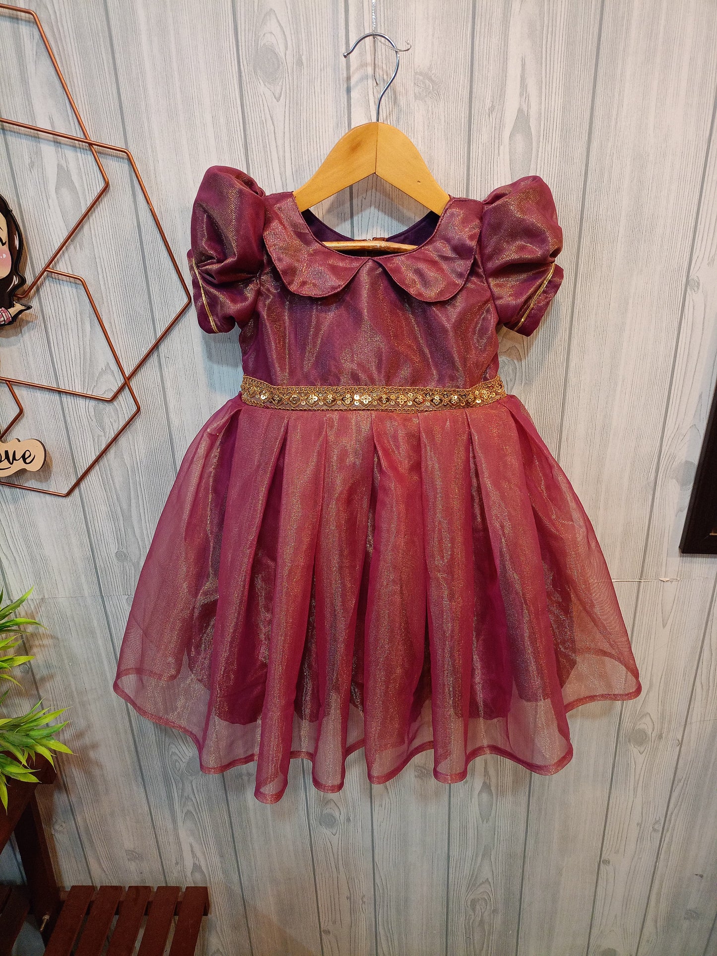 Kids Tissue Chinese Collar Frock