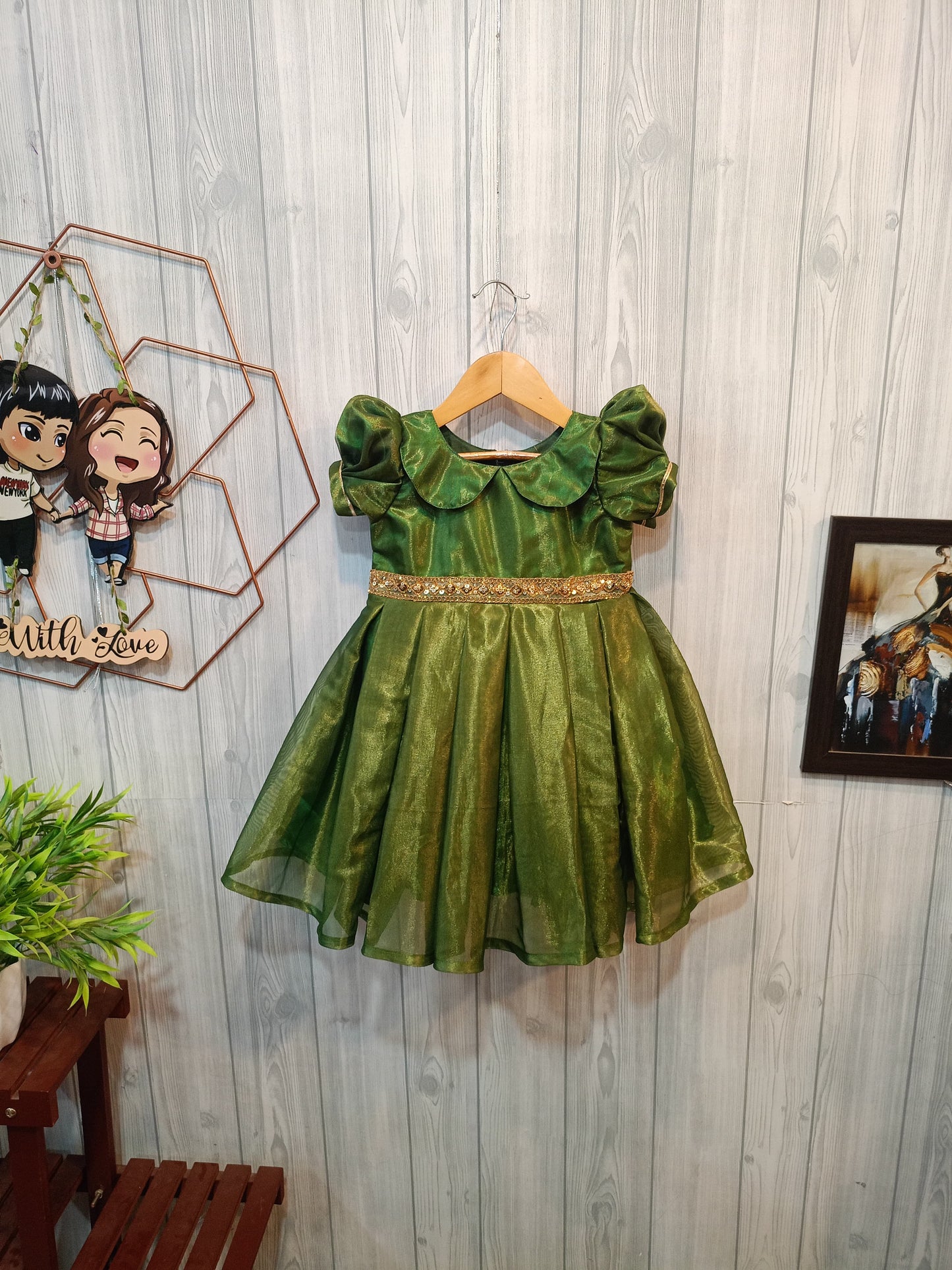 Kids Tissue Chinese Collar Frock