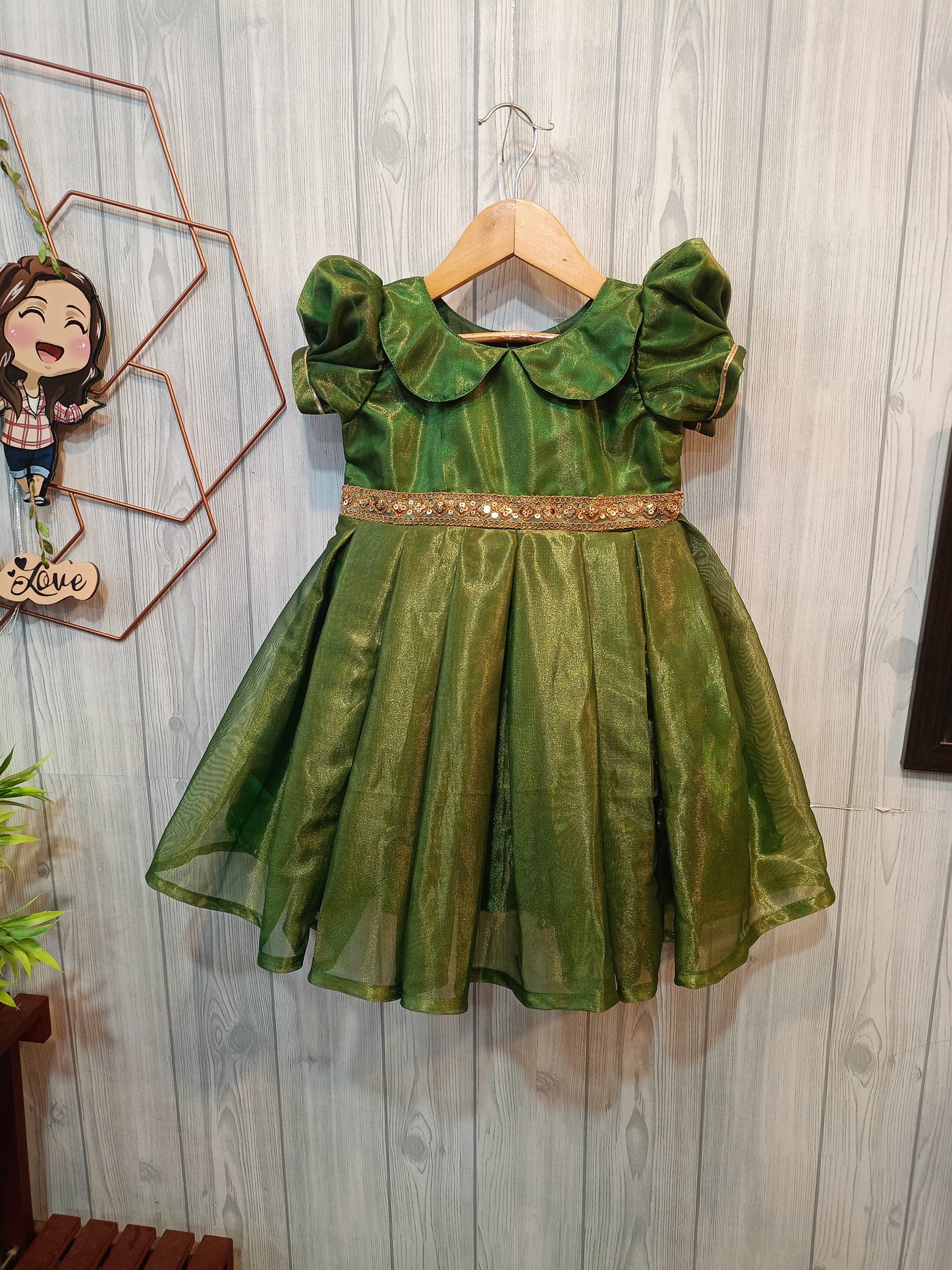 Kids Tissue Chinese Collar Frock