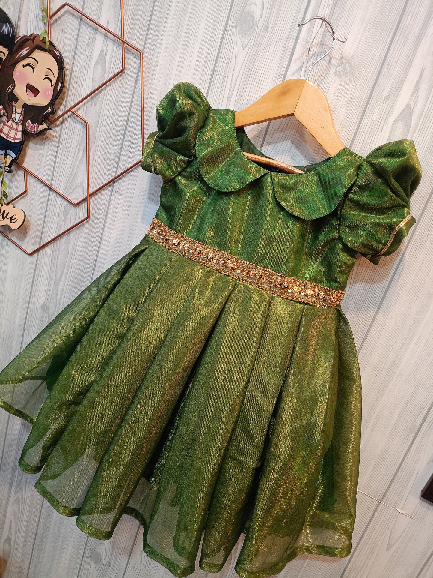 Kids Tissue Chinese Collar Frock