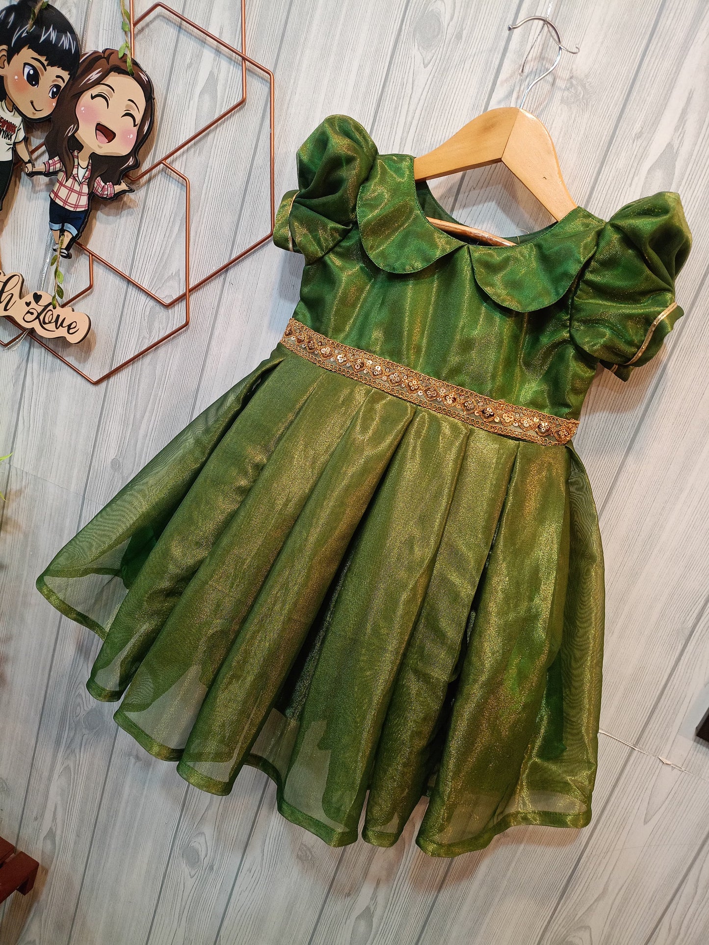 Kids Tissue Chinese Collar Frock
