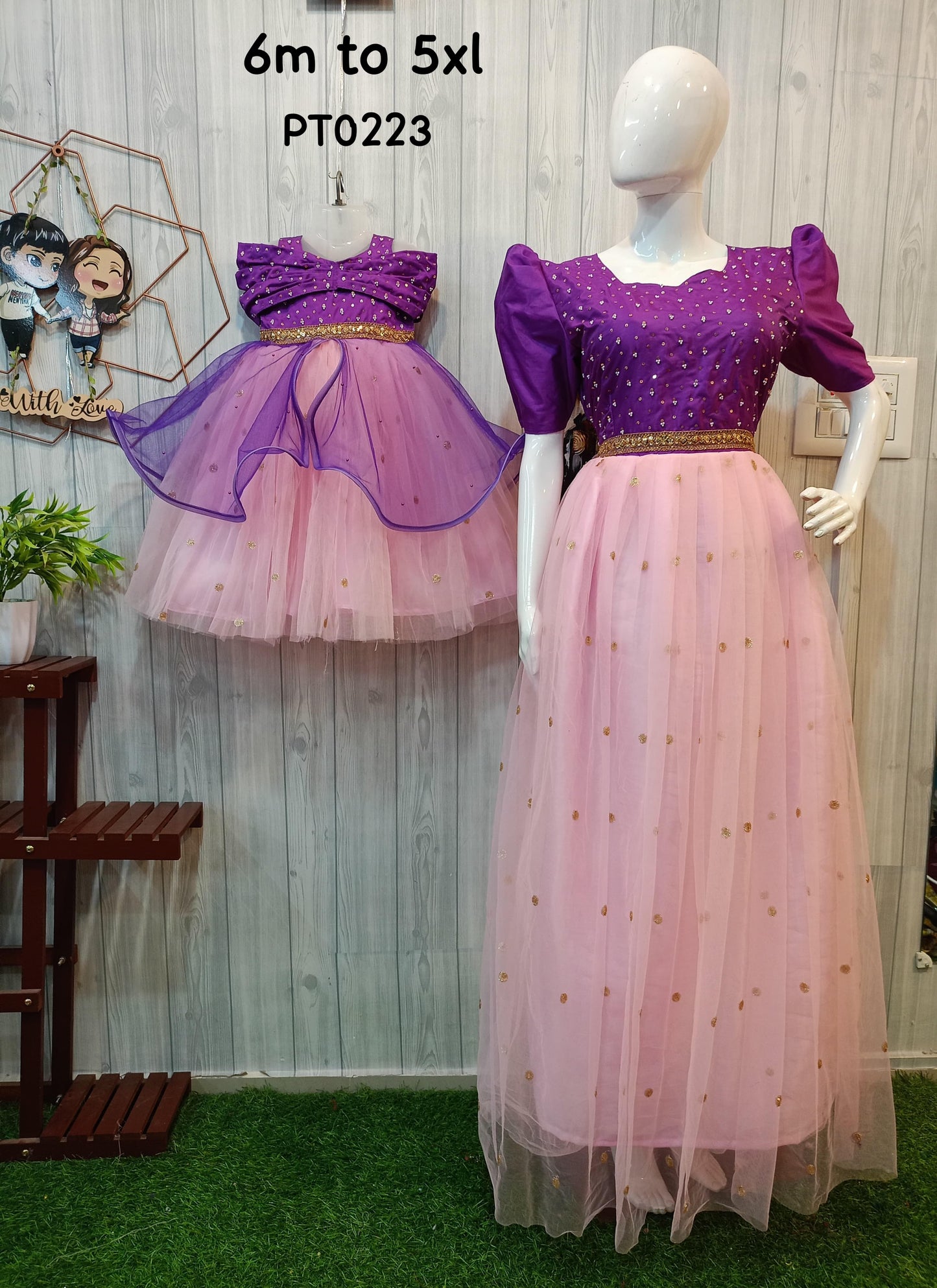 Off-Shoulder Princess Dress | Princess Style Birthday Dress | Mother Daughter Duo 💖