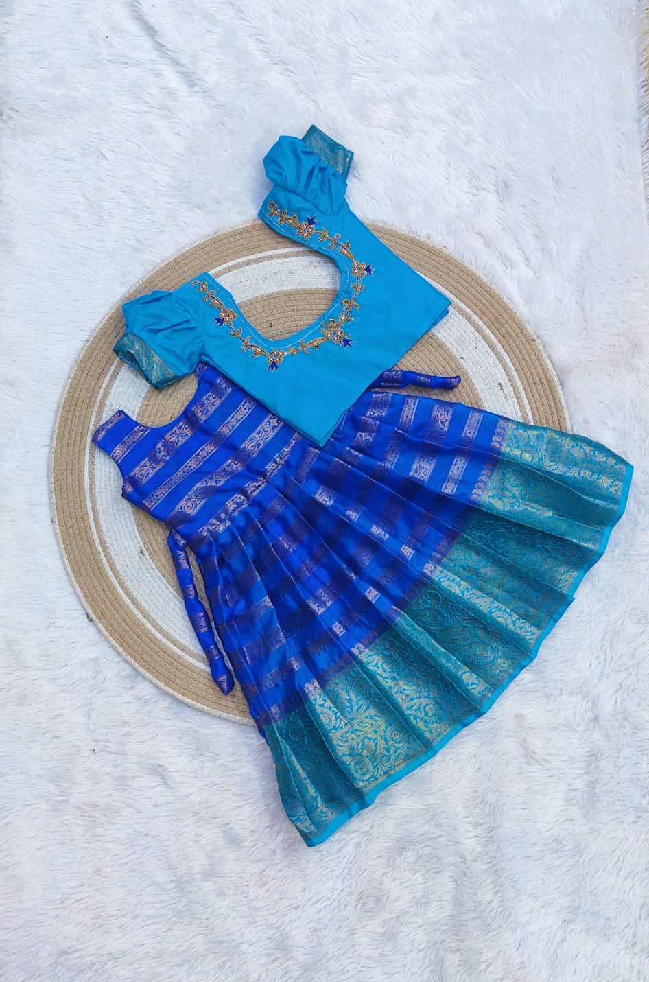 Banarasi Silk Embroidered Frock | Pattu Pavadai | Pattu Dress | Pattu Set | Pattu Pavadai Saree | Pavadai sattai