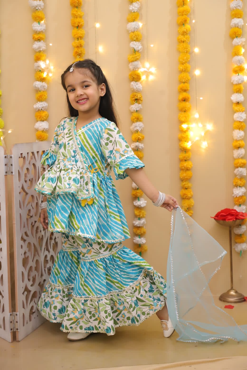 New Summer Collection – Printed Sharara & Angrakha Kurti Set for Girls🌸✨