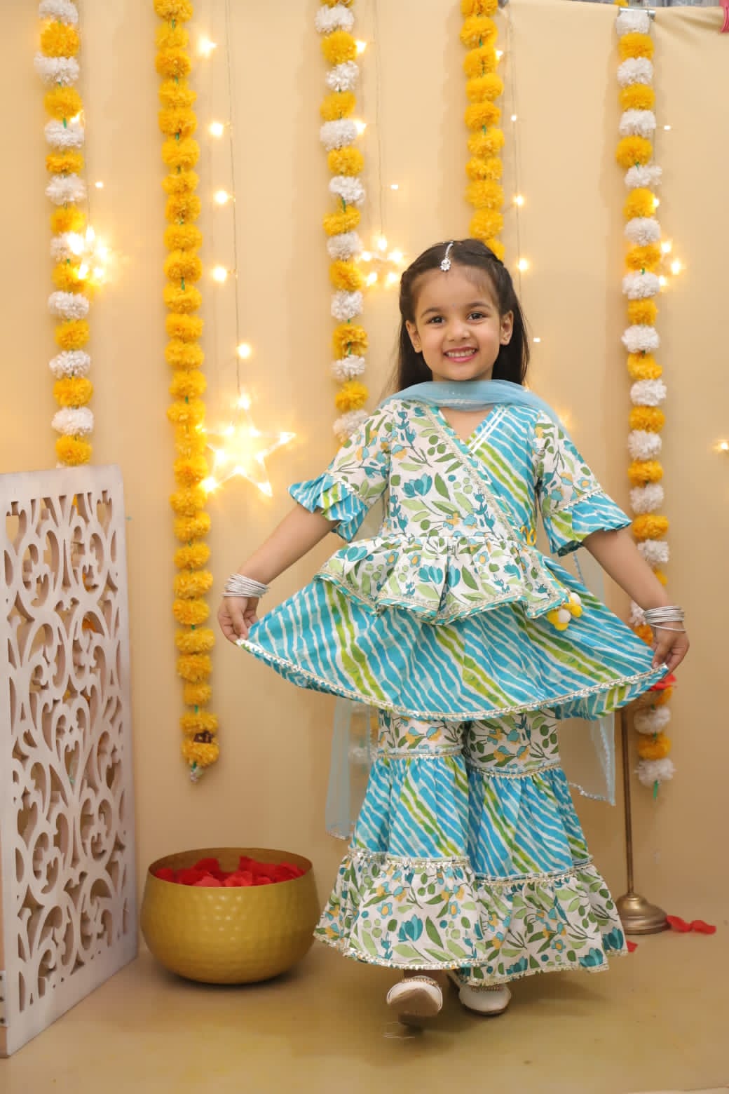 New Summer Collection – Printed Sharara & Angrakha Kurti Set for Girls🌸✨