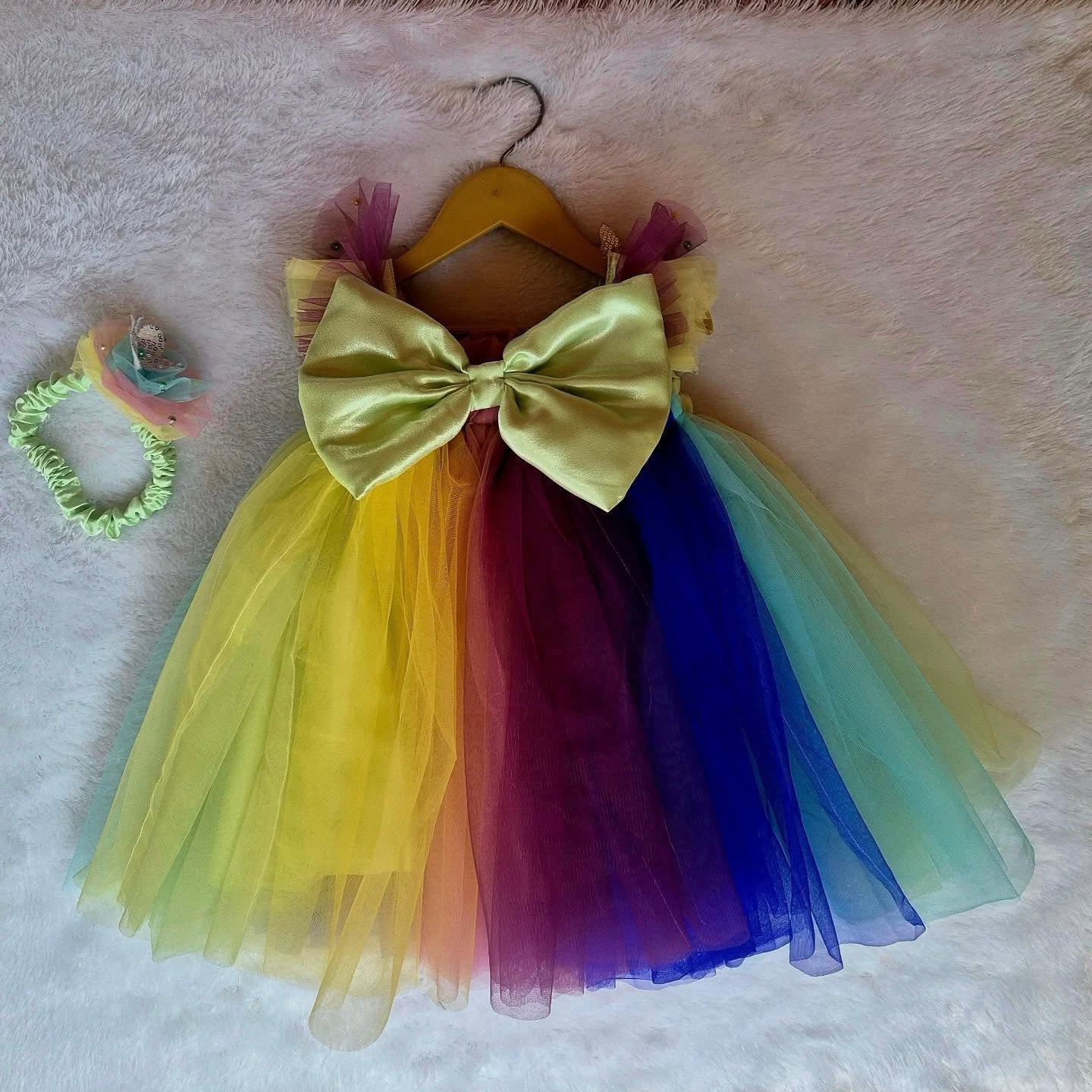 Beautiful and Cute Birthday Dress | Multicolor Cute Frock | Multicolor Butterfly and Flower Birthday Dress
