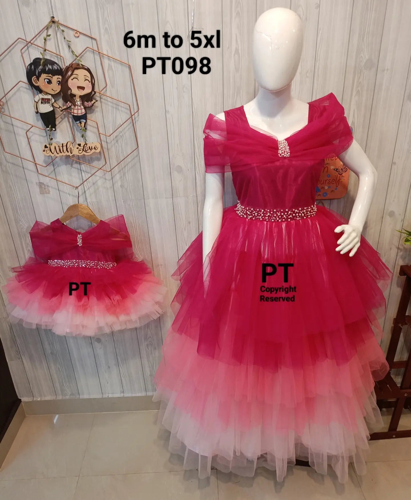 👩👧 Elegant Multi-Layered Double Color Mother-Daughter Birthday Dress Combo 👗✨