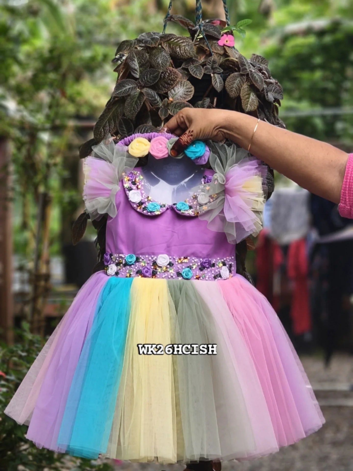 Rainbow Pastel Birthday Dress for Girls – Customizable Handcrafted Partywear