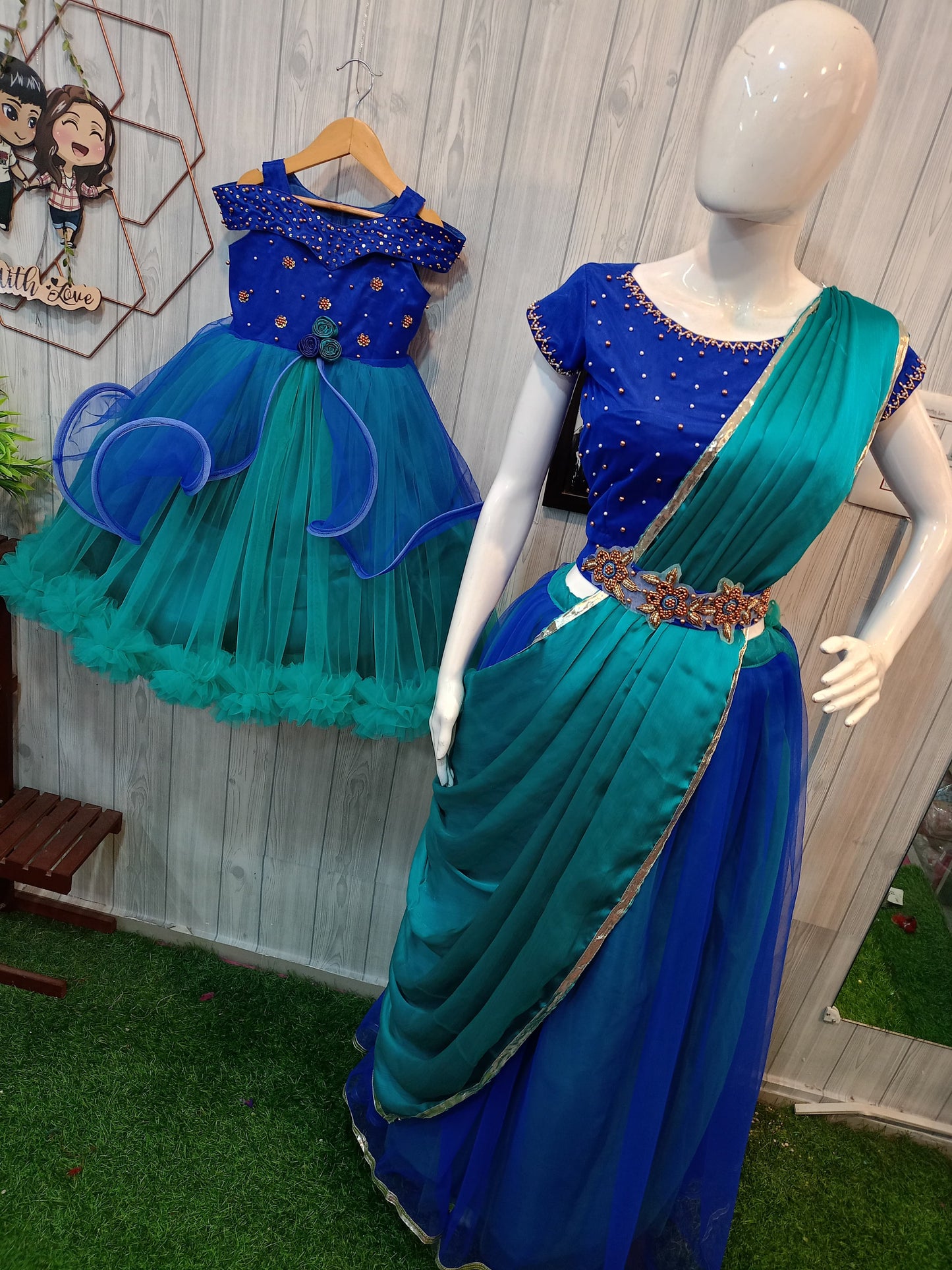 Mom and Daughter Wing Layered Dress - Twinning in Elegance!