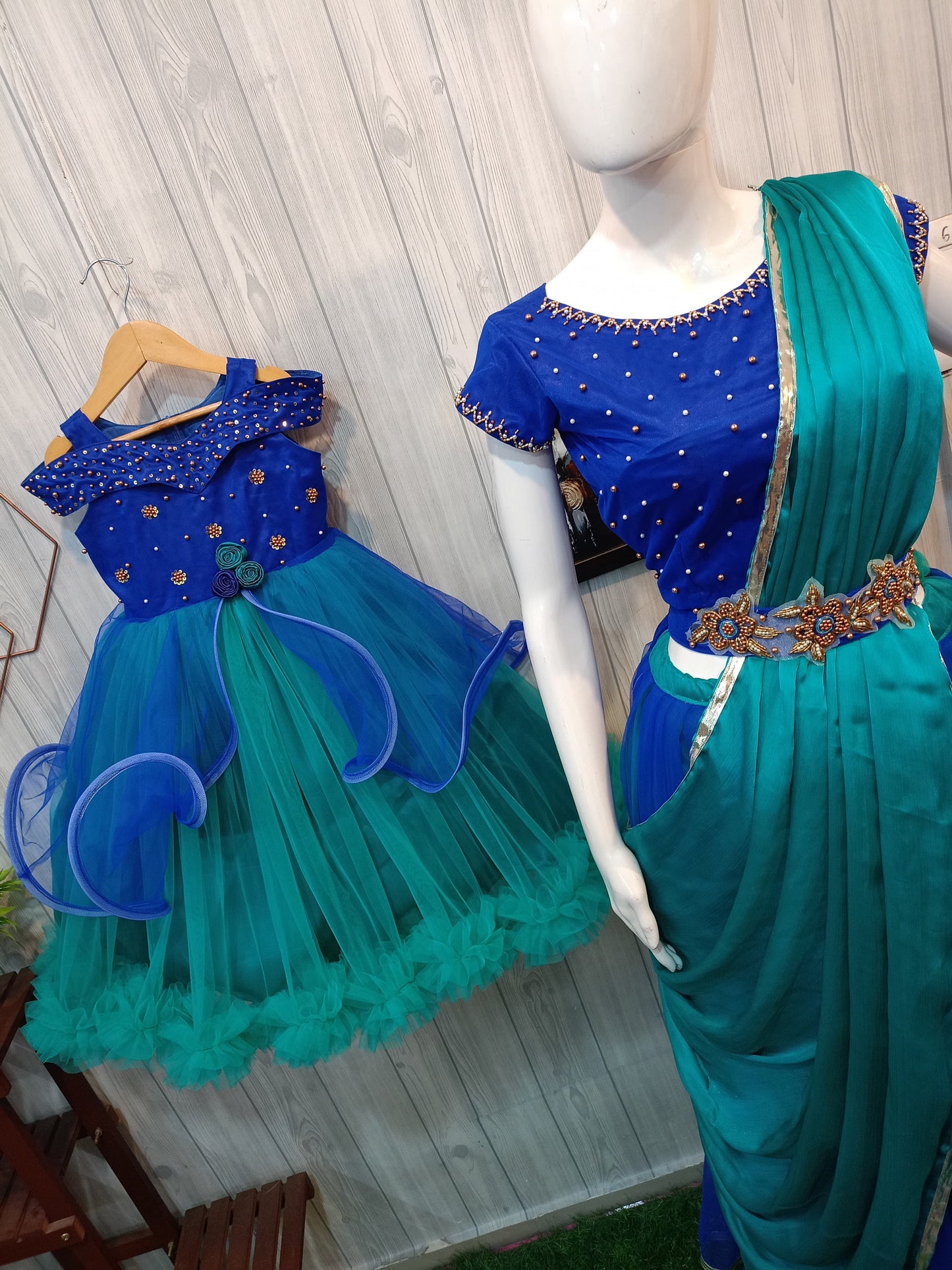Mom and Daughter Wing Layered Dress - Twinning in Elegance!