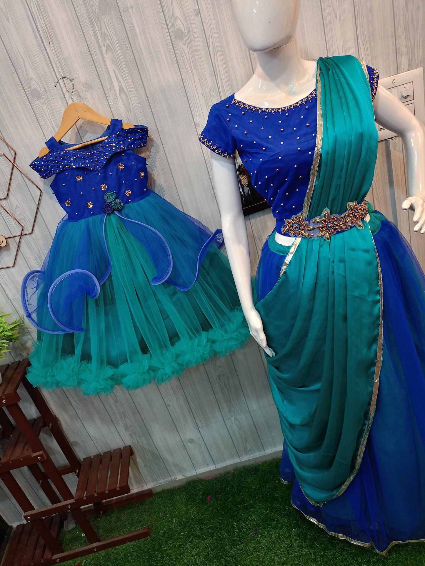 Mom and Daughter Wing Layered Dress - Twinning in Elegance!