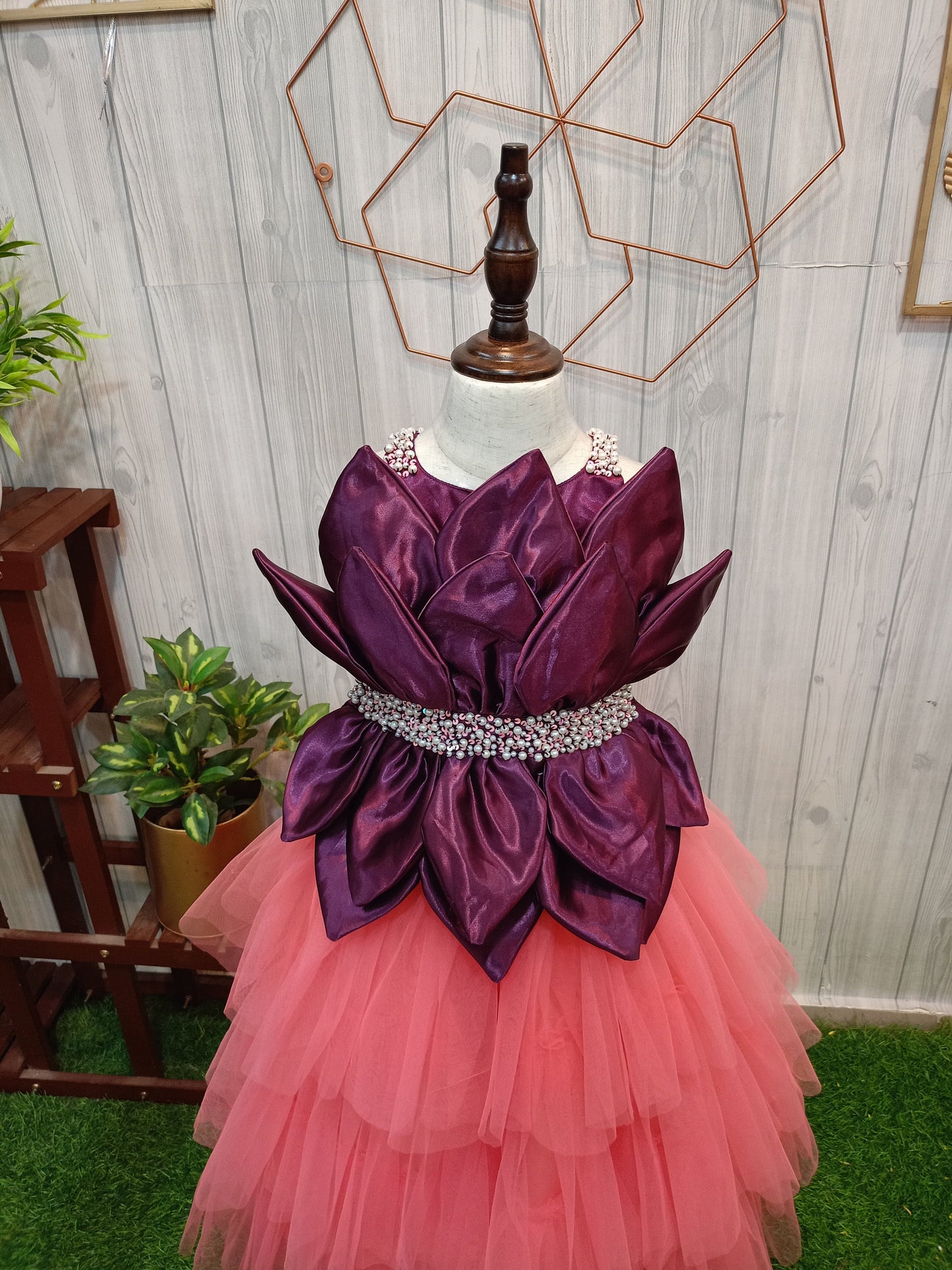 Kids Lotus Structured Choli & Lehenga – Premium Birthday & Partywear Outfit (Customizable Colors)