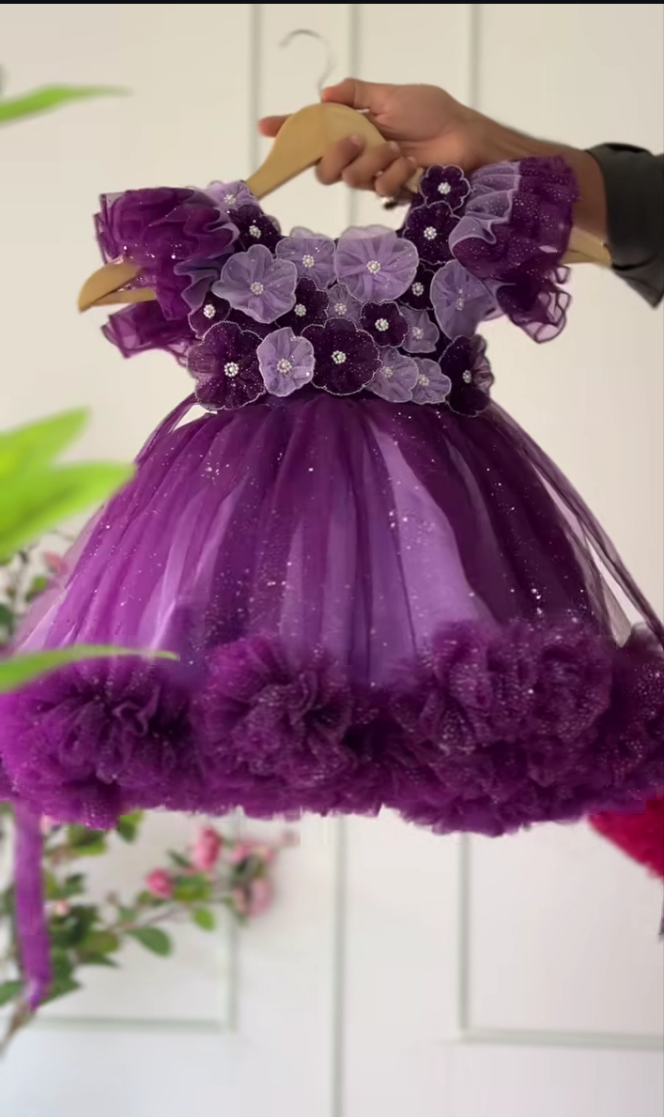 Beautiful Grand Birthday Dress | Royal Partywear Dress  | Premium Flower Dress