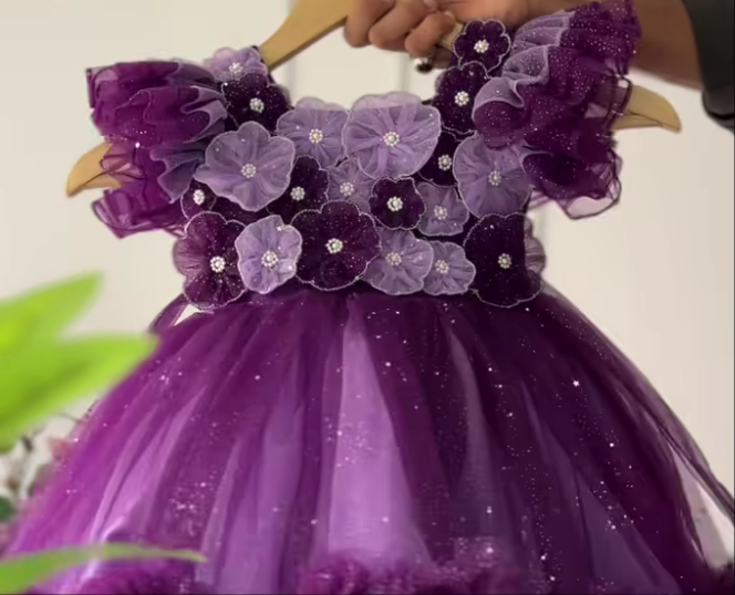 Beautiful Grand Birthday Dress | Royal Partywear Dress  | Premium Flower Dress