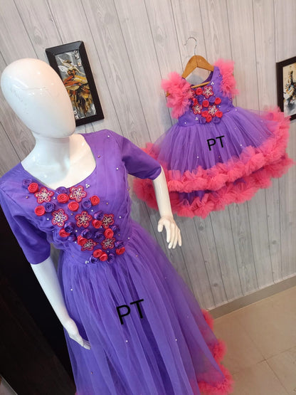 Most Loved Elegant Partywear Dress | Beautiful Flowers 💐 Dress | Birthday Dress | Mom Daughter Combo ❤️