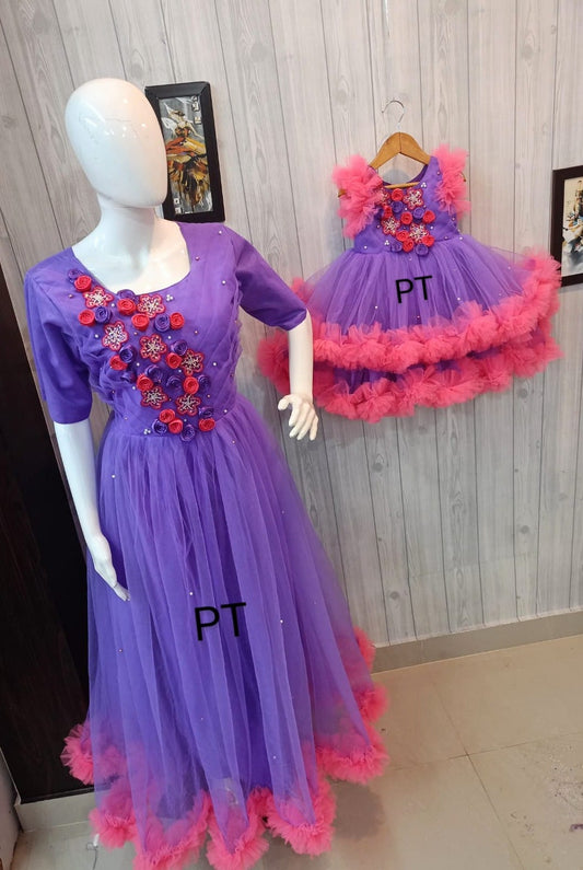 Most Loved Elegant Partywear Dress | Beautiful Flowers 💐 Dress | Birthday Dress | Mom Daughter Combo ❤️