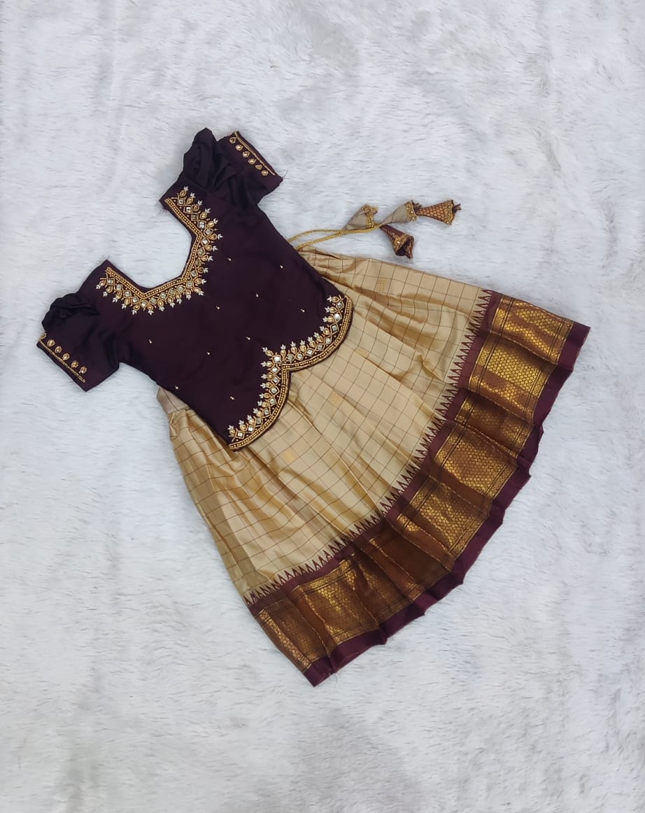 Semi silk  pavadai sattai | Traditional Pattu set