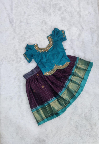 Semi silk  pavadai sattai | Traditional Pattu set
