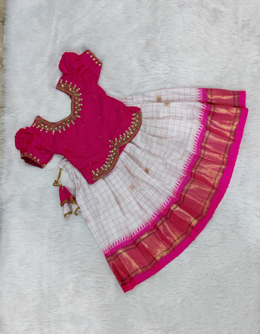 Semi silk  pavadai sattai | Traditional Pattu set