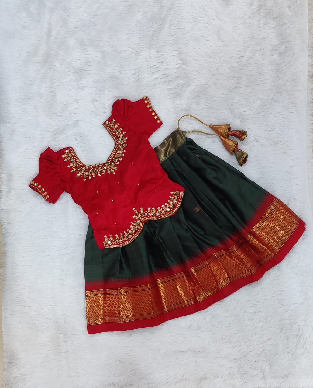 Semi silk  pavadai sattai | Traditional Pattu set