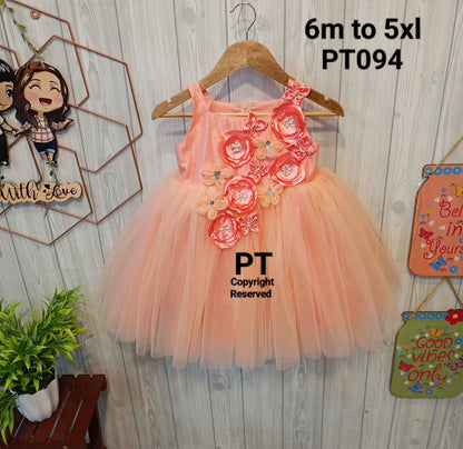 Flower Embellished Beautiful Dress | Cute Partywear Dress | Adorable Birthday Dress